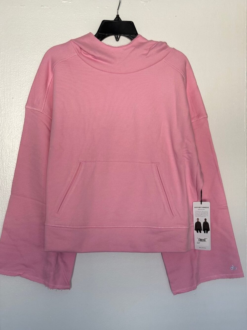 Alo Yoga Low Key Hoodie Top Bubble Gum Pink Shade Flamingo